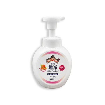 LION 趣淨植萃濃密泡沫洗手慕斯-清爽柑橘250ml/按壓瓶(白色頭)(手部去污清潔露,綿密柔軟泡泡洗手乳)