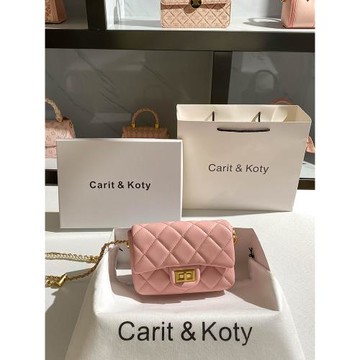 Carit Koty迷你小香風包包2025秋冬新款粉色珍珠菱格鏈條包女斜挎