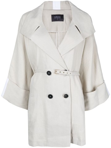 Lorena Antoniazzi - double-breasted trench coat - women - Linen/Flax/Viscose/Elastane - 48 - Brown