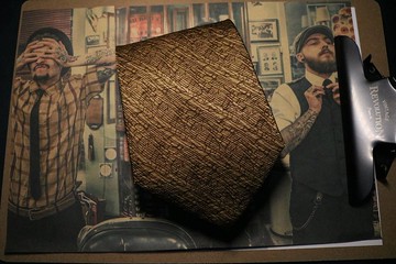 落葉黃桑蠶絲領帶商務紳士標準真絲necktie