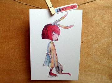 真實的我 水彩插畫明信片