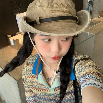 辣妹牛仔帽子女復古水洗抽繩漁夫帽防曬遮陽帽戶外登山太陽帽
