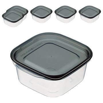 INOMATA 角型保鮮盒 1841 黑色 270ml 日本製造 食品級材質 易清洗  3組  2個