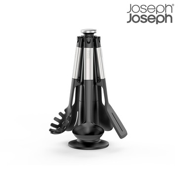 joseph joseph elevate系列 不沾桌矽膠料理鏟杓5件組(附旋轉底座)