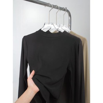 軟糯半高領修身打底衫女2025春季新款高級感立領洋氣修身內搭上衣