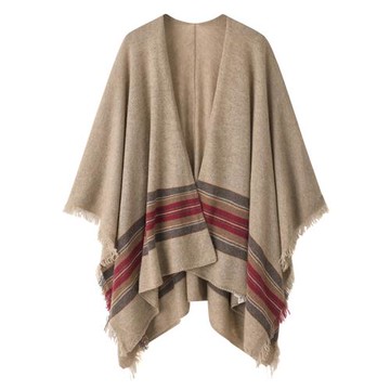 自帶時尚范~鄂爾多斯市100羊絨披肩女開衫寬松慵懶毛衣斗篷E4379