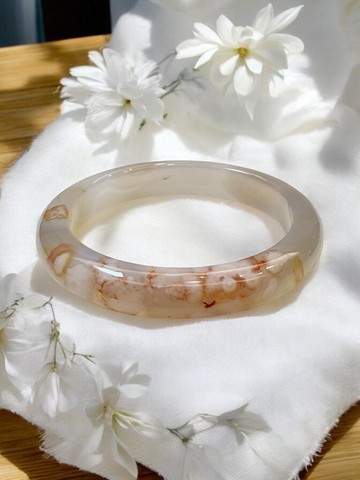 櫻花瑪瑙手鐲 瑪瑙手鐲絕美紅勾邊成形小花高級灰冰正圈57/58