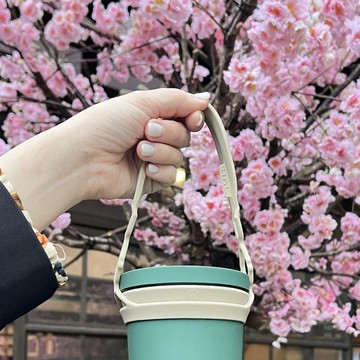 【拎大杯】大口徑環保杯提袋 (拎大杯+拎環) 組 軍綠+沙色混色限定