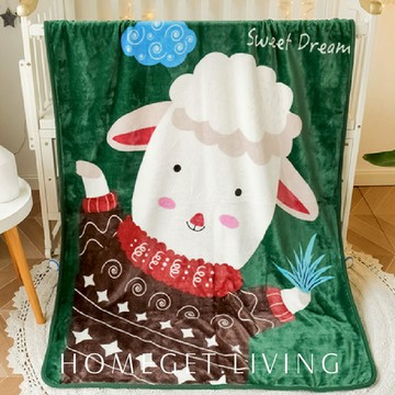 保暖森林系小童毯 / 法蘭絨小毛毯 / 100x140cm / 羊咩咩