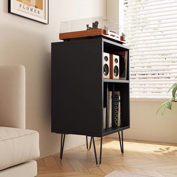 黑膠唱片柜實木功放機柜音響雜志CD展示柜客廳沙發邊柜小書柜
