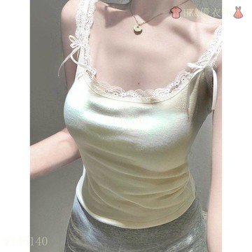 【純欲蕾絲吊帶背心】台灣出貨 2025春夏新款 純欲蕾絲吊帶背心女 帶胸墊 白色 遮副乳 內搭 打底 外穿 小可愛 背心