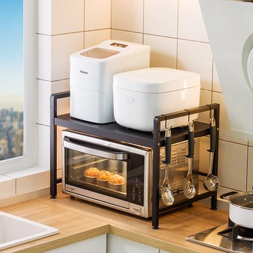 可伸縮桌面微波爐置物架廚房家用臺面多功能放鍋收納架烤箱支架子
