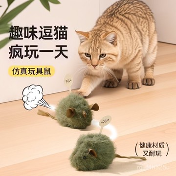 [24時熱賣]寵物玩具 自嗨解悶玩具 逗貓棒貓咪玩具仿真發聲小老鼠毛絨叫叫鼠自嗨解悶神器耐抓耐咬寵物用品 AD25