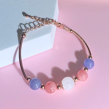 氣質女神 坦桑石  紅紋石   月亮石 水晶手鏈 天然石 生日禮物