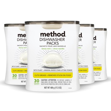method美則潔淨三效聰明洗碗球-萊姆薄荷30入x4(洗碗機專用)