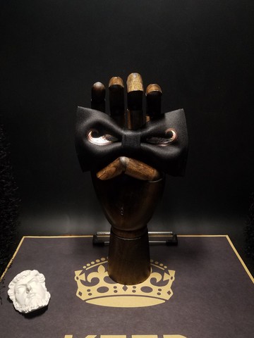 黑色真絲鬍子印花領結領飾英倫蝴蝶結