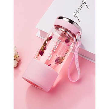 女神水杯時尚氣質繩帶超級好看的高透玻璃外出攜防摔耐溫茶濾不壞