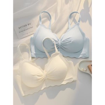 無痕內衣女夏季薄款小胸聚攏新款收副乳防下垂不空杯少女文胸套裝