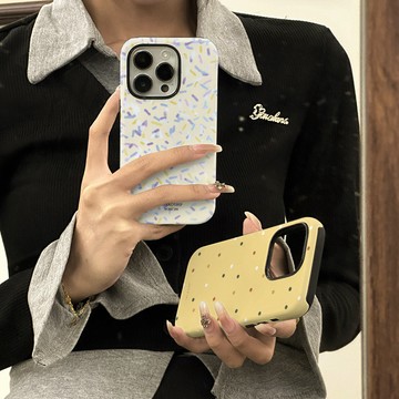 模糊糖針適用蘋果16promax手機套iphone15/14P手機殼菲林二閤一13