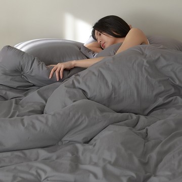 瑪蒂拉 高密度水洗純棉飯店級100支紗四季被  不適用  軟炭灰色