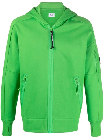 C.P. Company - Diagonal Raised Lens-detail hoodie - men - Cotton - 3XL - Green