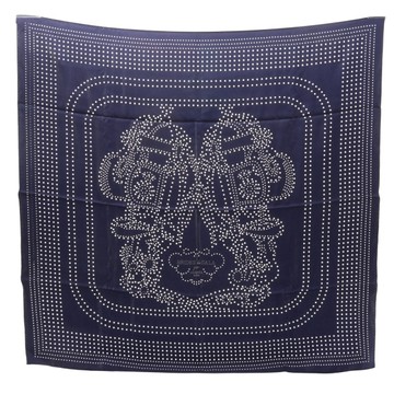 HERMES 愛馬仕 藍色 絲綢 Carre 90 Brides de Gala方巾 【二手名牌BRAND OFF】