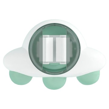 E.dot 太空拖把夾壁掛架 HIPS+ABS+矽膠材質 尺寸13.5x9.4cm 厚度6cm  飛船 白色 + 綠色  1個