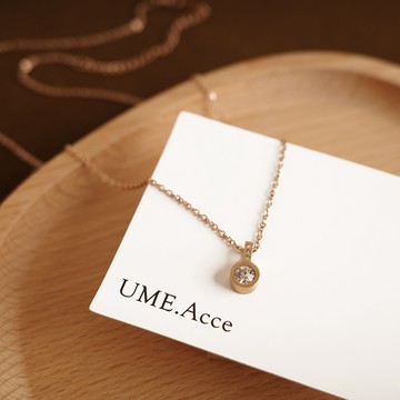 [鈦鋼.項鍊] 小燈泡圓鑽項鍊【UME】洗澡可戴 不退色項鍊 防水防汗 鍍18K金