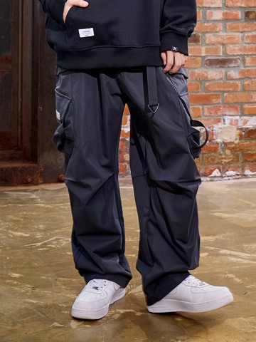 造型織帶口袋寬鬆長褲