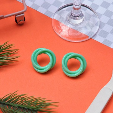 可愛疊疊圈圈耳環/ 薄荷綠/ 壓克力耳環