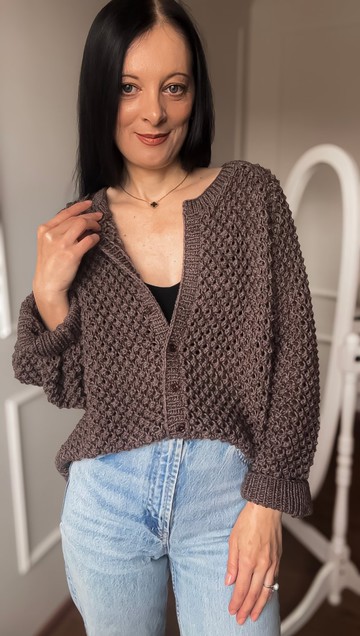 爆米花手工針織開襟外套 女款 羊毛毛衣外套 鈕釦針織上衣