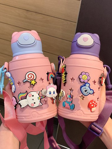 小學生兒童雙蓋兩用316不銹鋼保溫杯幼兒園寶寶上學喝水吸管杯子