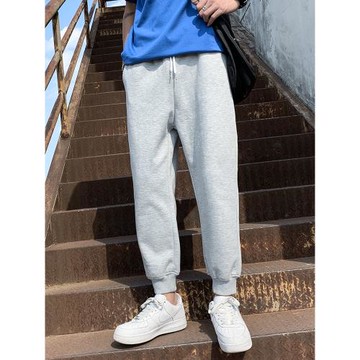 春秋灰色褲子男運動褲秋冬加絨寬松束腳褲潮流九分休閑褲長褲衛褲