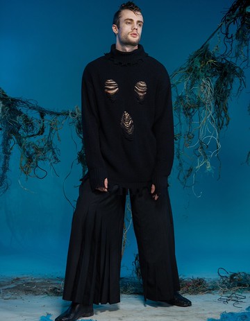 毛衣/解構防寒頭套/鏤空/23AW-INF