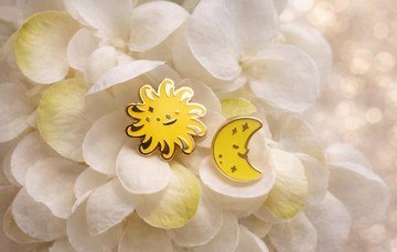 太陽與月亮 夜光耳環