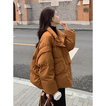 焦糖色羽絨服女短款2025新款奶fufu高級感白鴨絨爆款加厚冬天外套