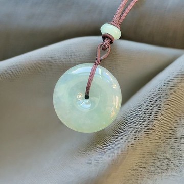 冰種翡翠平安扣編織項鍊 | 天然緬甸玉翡翠A貨 | 送禮