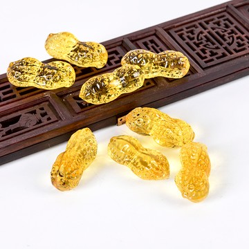 金黃色水晶花生裝飾擺件適合婚禮客廳小裝飾品朋友同事喬遷禮物