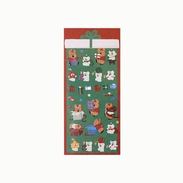 【Fubees】Dinotaeng 閃光貼紙-Wrapping Presents-綠