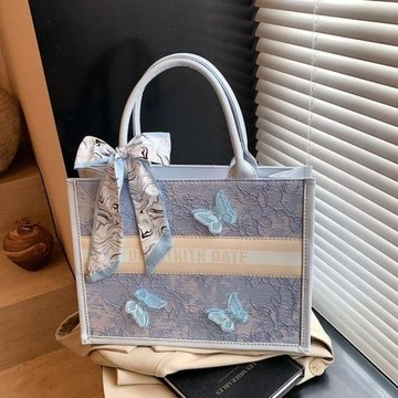 新款休閑通勤大容量包包女生時尚提花刺繡卡通拉鏈蝴蝶腋下包