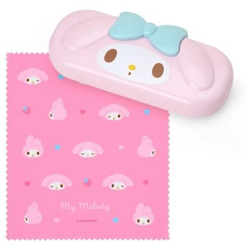 小禮堂 Sanrio 三麗鷗 美樂蒂 造型眼鏡盒附拭鏡布 (大臉款)