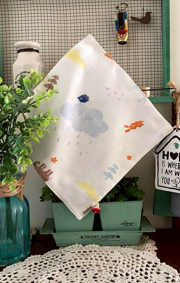 動物樂園圖案口水巾小手帕/小方巾二重紗布