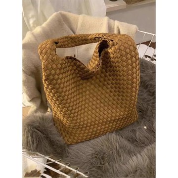 尼龍布編織包托特包大容量包包女高級感復古單肩大包腋下包水桶包