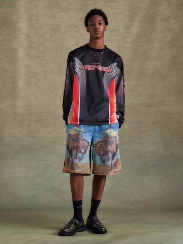 MESH RACING L/S T-SHIRTS [BLACK/RED]