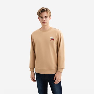 男裝-刺繡傘LOGO長袖大學T-卡其色