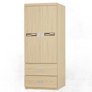 文創集 賽博斯2.6尺二門二抽衣櫃(二色可選)-77x54x178cm免組