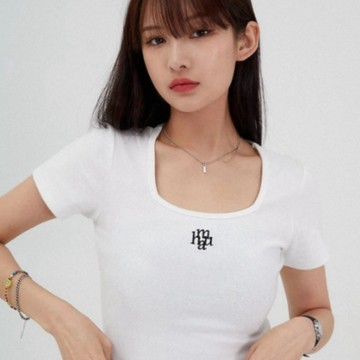 在台免運 Muahmuah 新logo 方領短版上衣 短版 短袖 短T 短踢 T恤 方領 韓國品牌 韓國代購 正韓