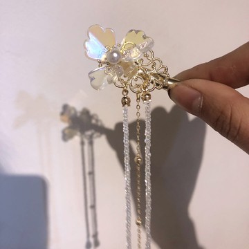 踏雪尋梅漢服發飾配飾流蘇發夾邊夾對夾步搖復古宮廷發簪手作