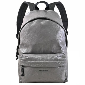 BALENCIAGA 巴黎世家 503221 烙印LOGO皺褶小羊皮商旅後背包.深灰