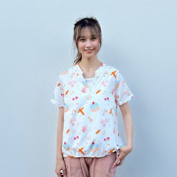 Hana-Mokuba花木馬日系女裝一起野餐V領收口上衣_米白